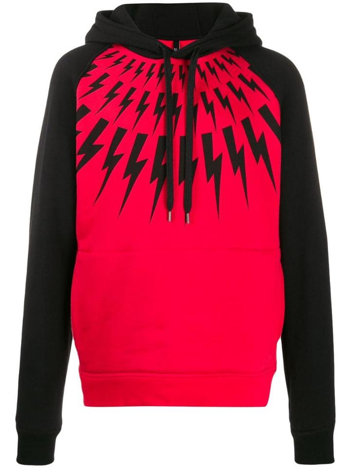 Neil Barrett Thunderbolt Print Hoodie - Red