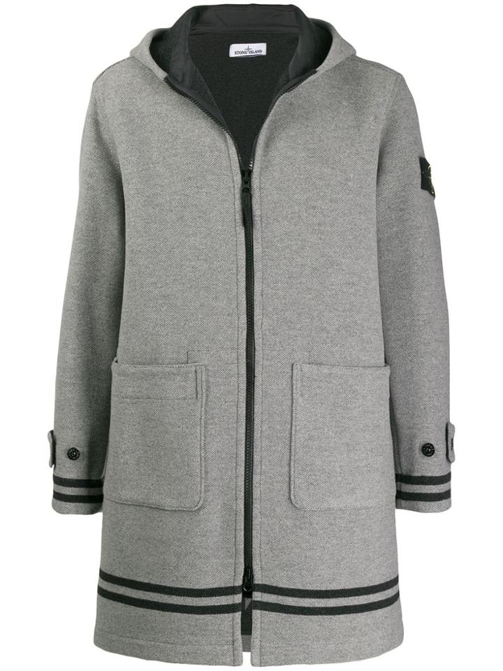 Stone Island Zip-up Logo Coat - Grey