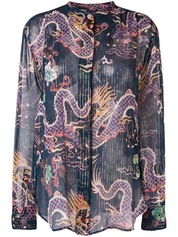 Isabel Marant Daws Metallic Printed Shirt - Blue