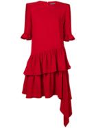 Alexander Mcqueen Short Ruffle Dress - Red