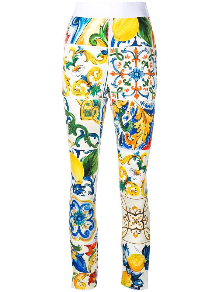Dolce & Gabbana Majolica Print Trousers - Yellow & Orange