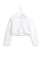 Cashmirino V-neck Cardigan With Applique Flower, Toddler Girl's, Size: 4 Yrs, White
