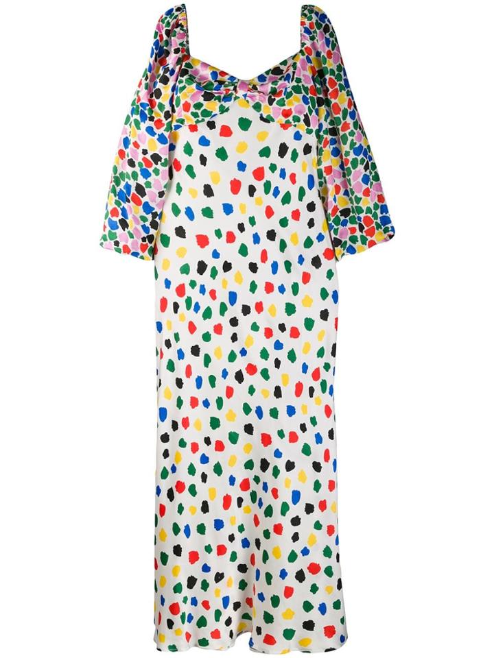 Rixo Gio Printed Midi Dress - White