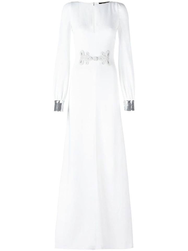Roberto Cavalli Metallic Cuffs Longsleeved Dress - White