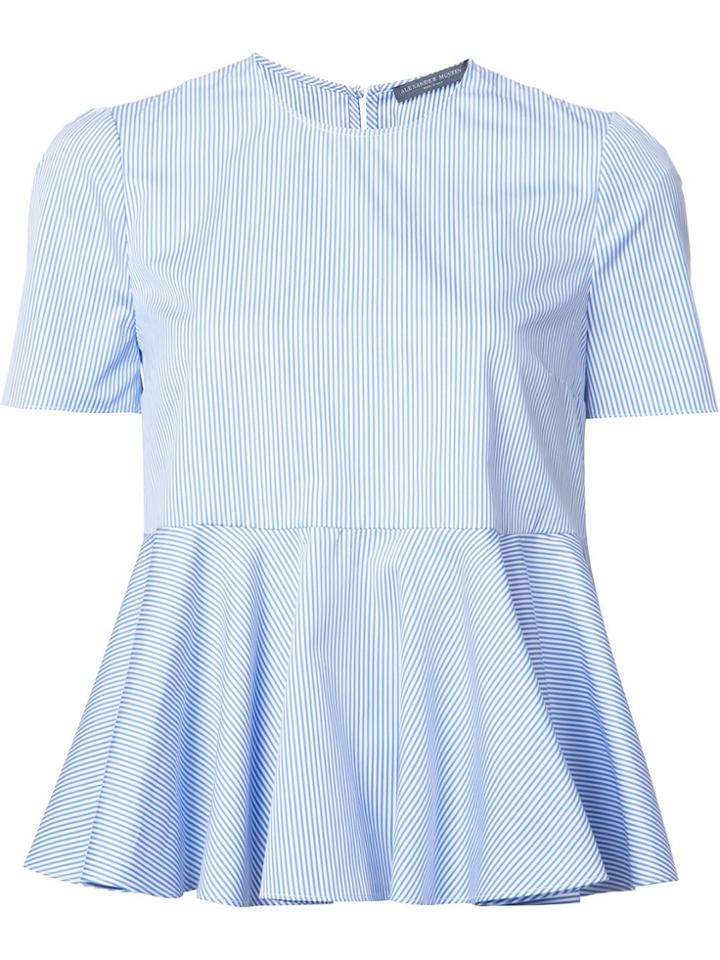 Alexander Mcqueen Striped Peplum Top - Blue