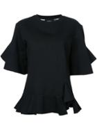 Goen.j Ruffle Slash T-shirt, Women's, Size: Medium, Black, Cotton
