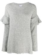 Red Valentino Ruffled Sleeve Knitted Sweater - Grey