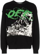 Off-white Logo-intarsia Crew-neck Jumper - Black