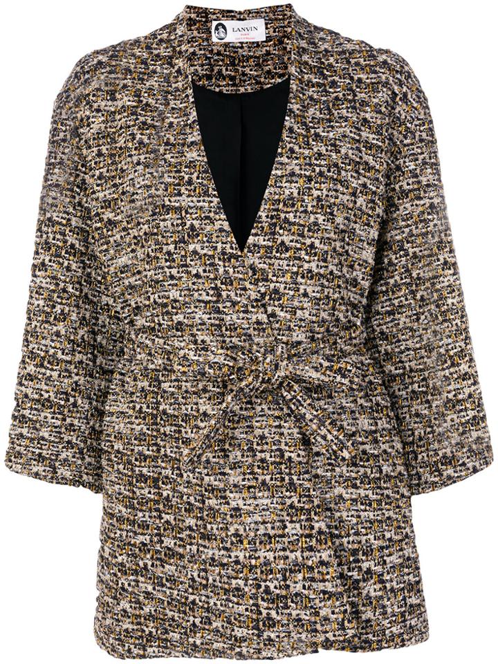 Lanvin Bouclé Tweed Wrap Coat - Blue