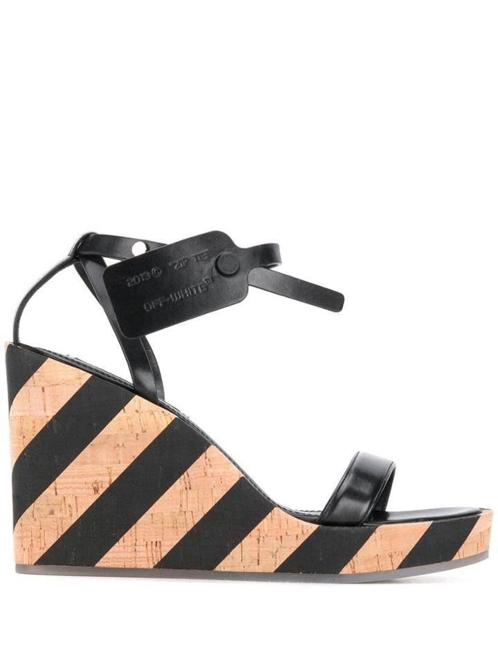 Off-white Striped Wedges - Black