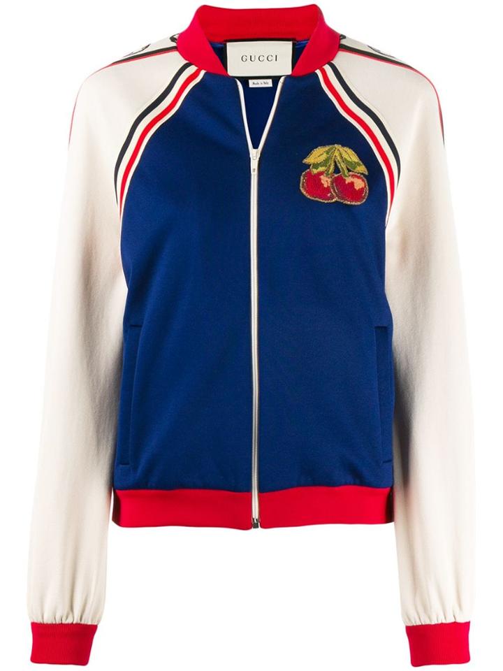 Gucci Cherry Patch Bomber Jacket - Blue