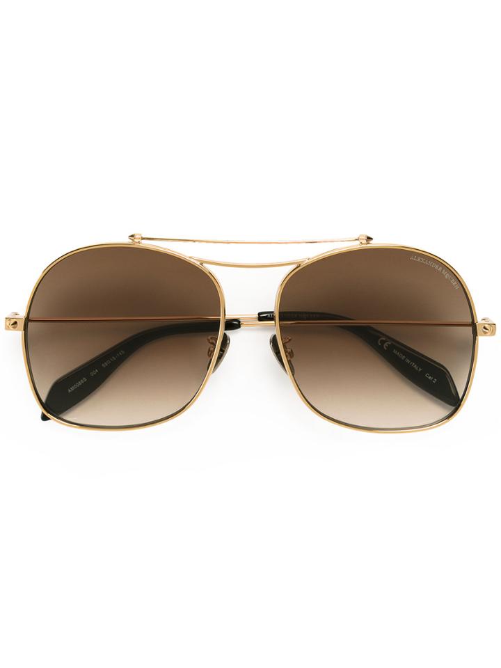 Alexander Mcqueen Eyewear Square Aviator Sunglasses - Metallic