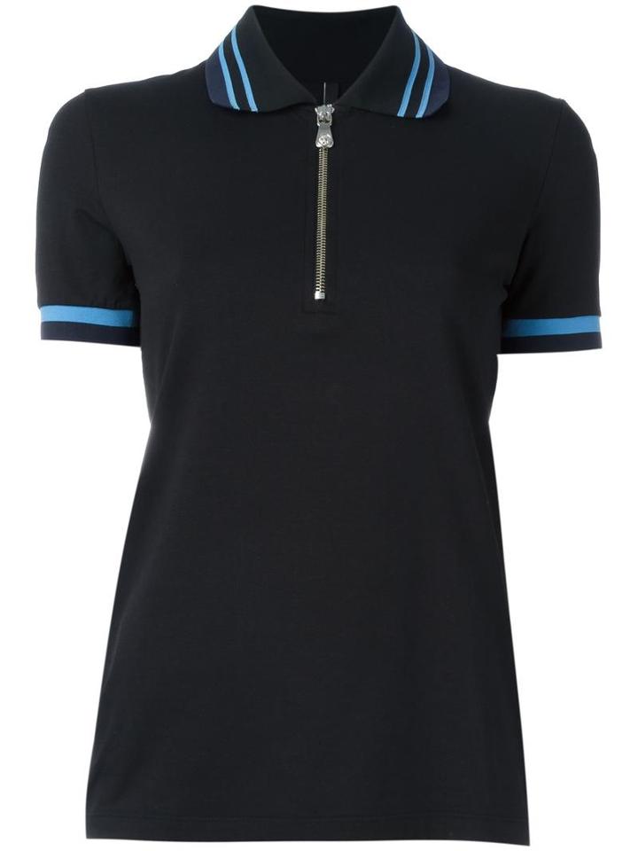Versus Zip Collar Polo Shirt, Women's, Size: Medium, Black, Cotton/spandex/elastane
