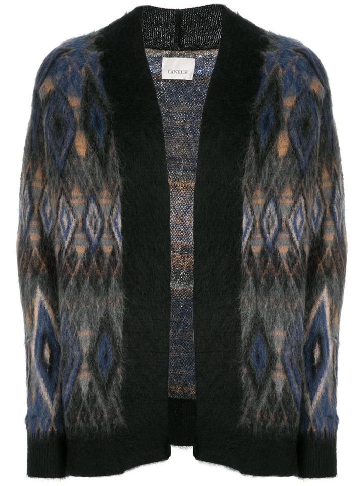 Laneus Patterned Cardi-coat - Blue