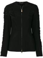 Versace Ruched Sleeve Panelled Jacket - Black