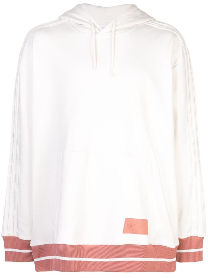 Adidas Striped Hem Hoodie - White