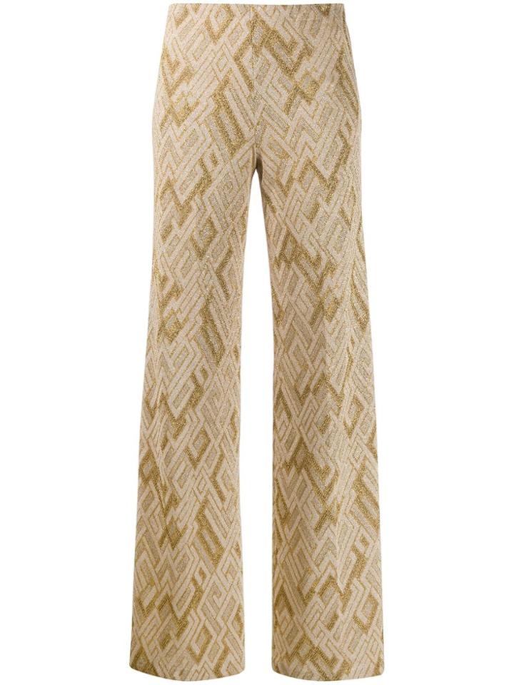 Semicouture Embroidered Wide-leg Trousers - Gold