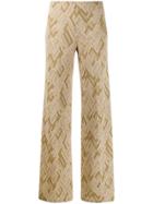 Semicouture Embroidered Wide-leg Trousers - Gold