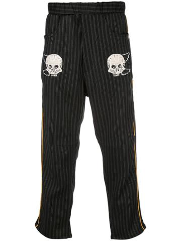 Lost Daze Embroidered Skull Trousers - Black