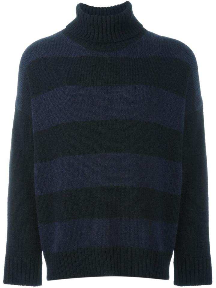 Ami Alexandre Mattiussi Oversized Striped Turtleneck Sweater - Black