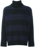 Ami Alexandre Mattiussi Oversized Striped Turtleneck Sweater - Black