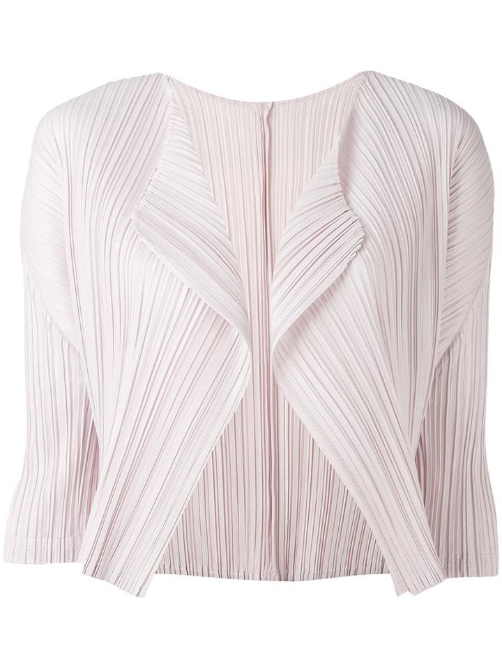 Pleats Please By Issey Miyake - Cropped Blazer - Women - Polyester - 4, Women's, Pink/purple, Polyester