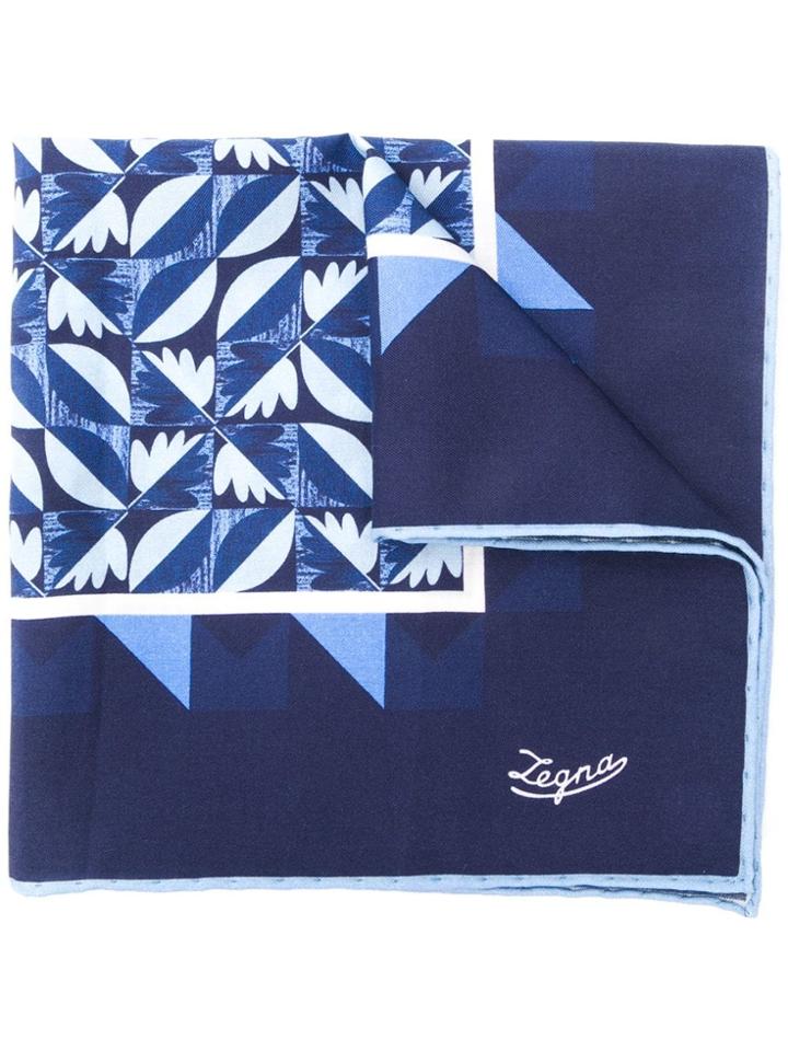 Ermenegildo Zegna Geometric Pocket Square - Blue