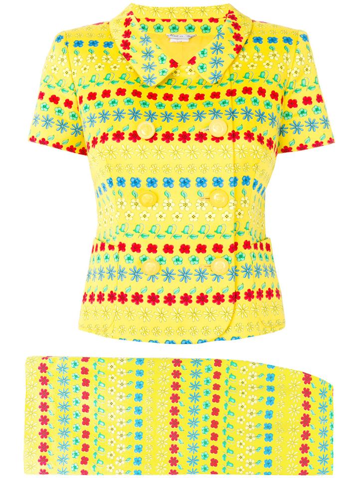 Versace Vintage Floral Print Skirt Suit - Multicolour