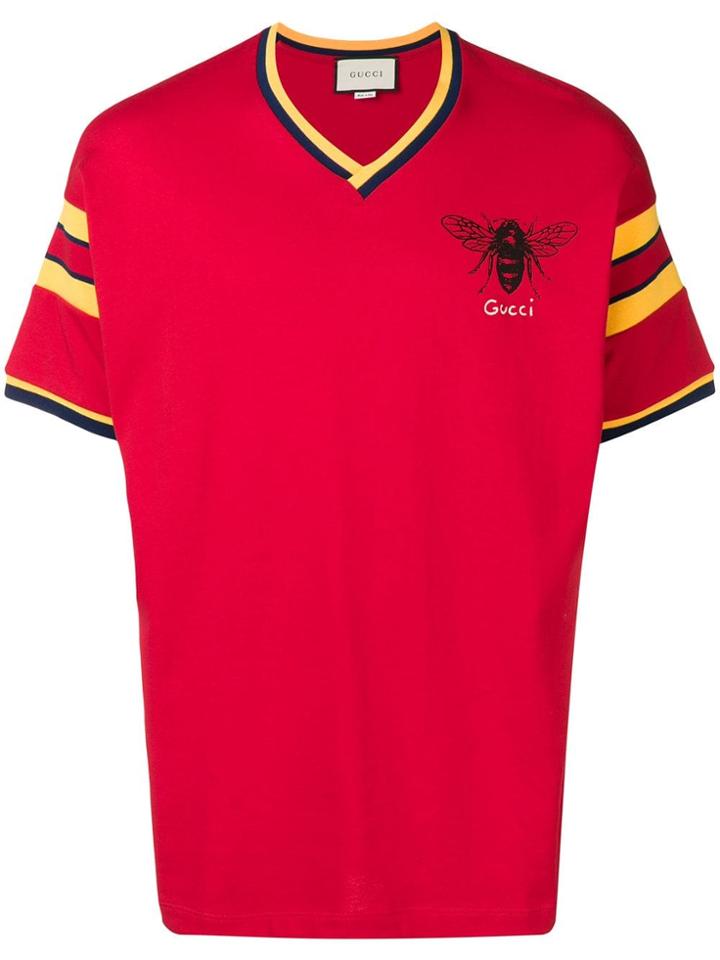 Gucci Bee Print T-shirt - Red