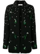 Valentino Floral Embroidered Cardigan - Black