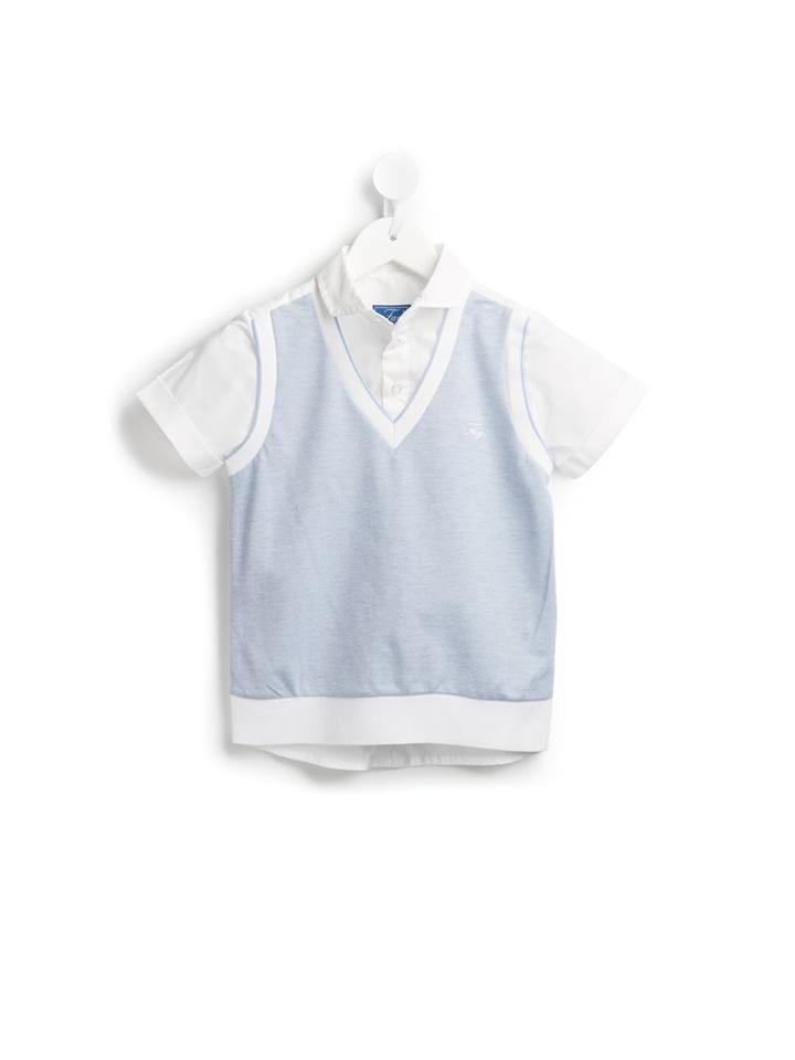 Fay Kids Vest Overlay Shirt