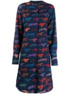 Ps Paul Smith Leopard Print Shirt Dress - Blue