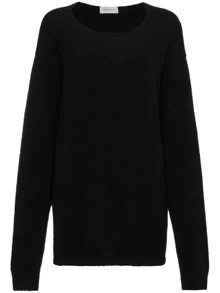 Beau Souci Black Oversized Silk And Cashmere Pullover