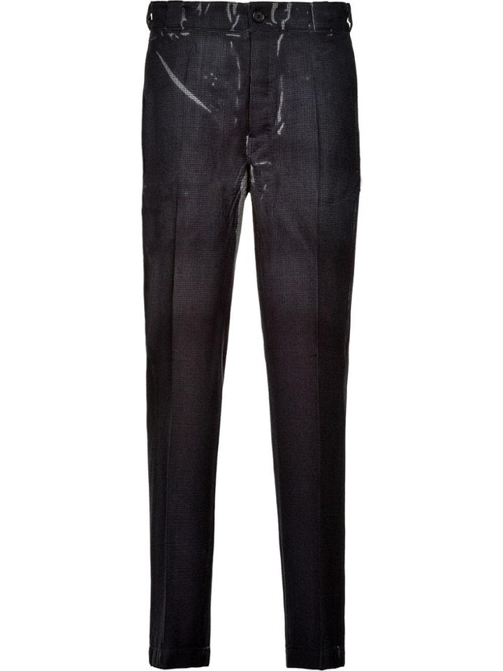 Prada Overprinted Houndstooth Trousers - Grey