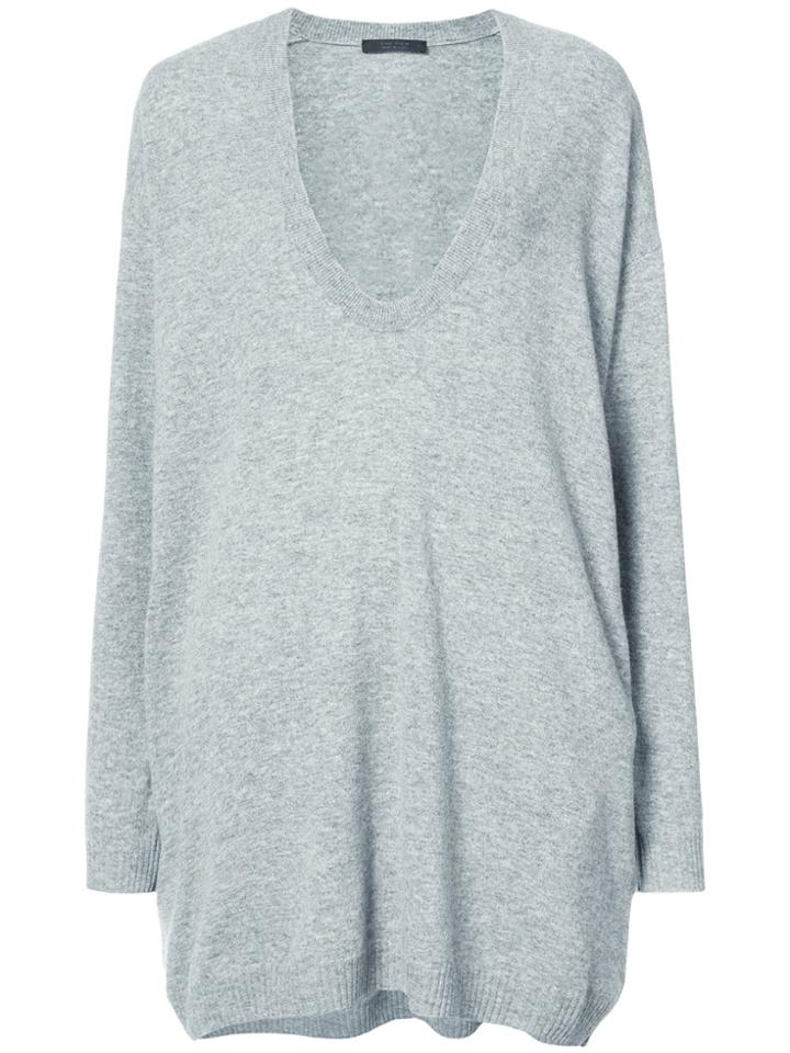 The Row Oversized Plunge Knitted Top - Grey