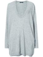 The Row Oversized Plunge Knitted Top - Grey