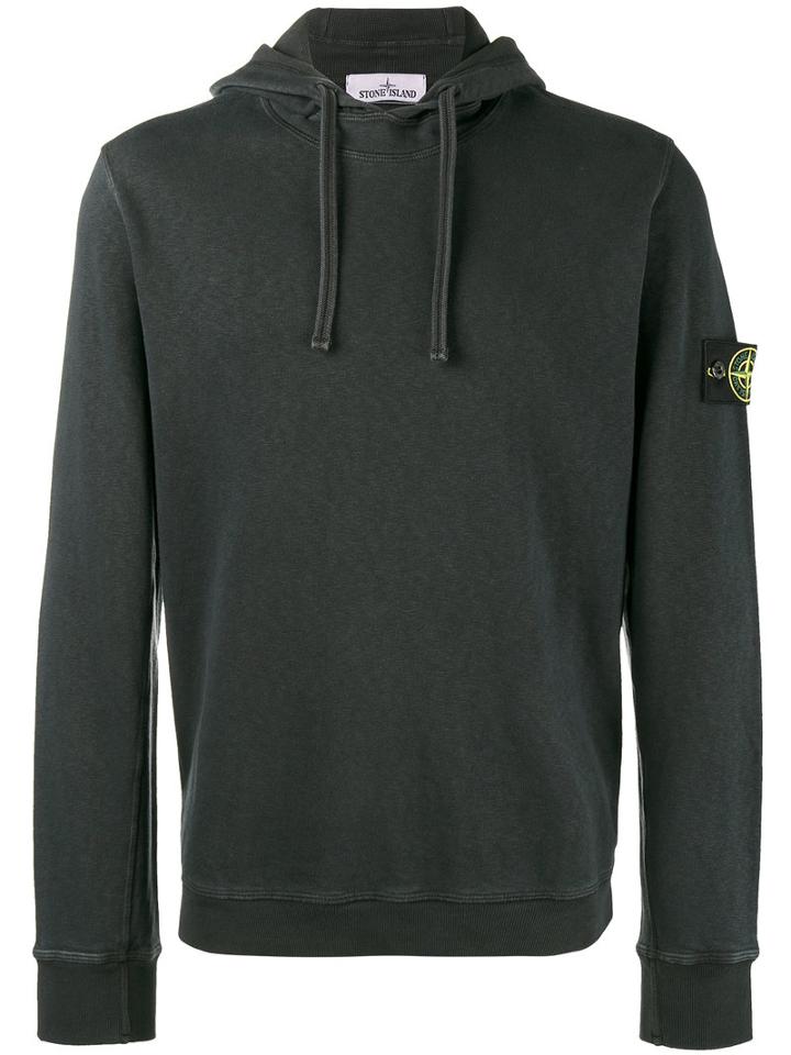Stone Island - Embroidered Logo Hoodie - Men - Cotton - S, Grey, Cotton