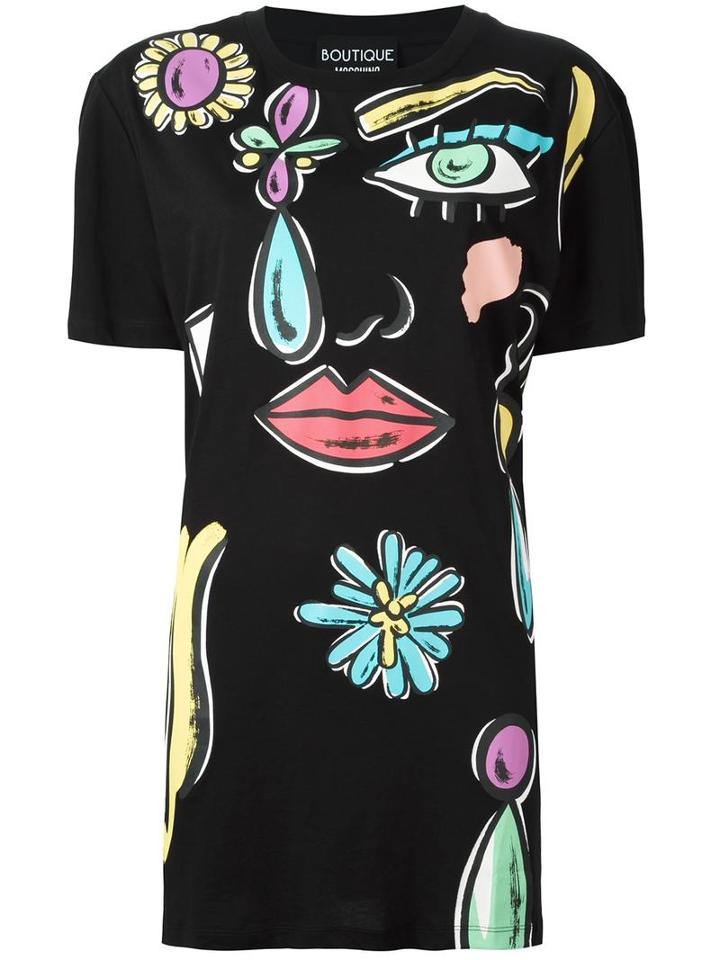 Boutique Moschino Abstract Print T-shirt, Women's, Size: 38, Black, Cotton