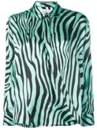 Laneus Zebra Print Shirt - Green