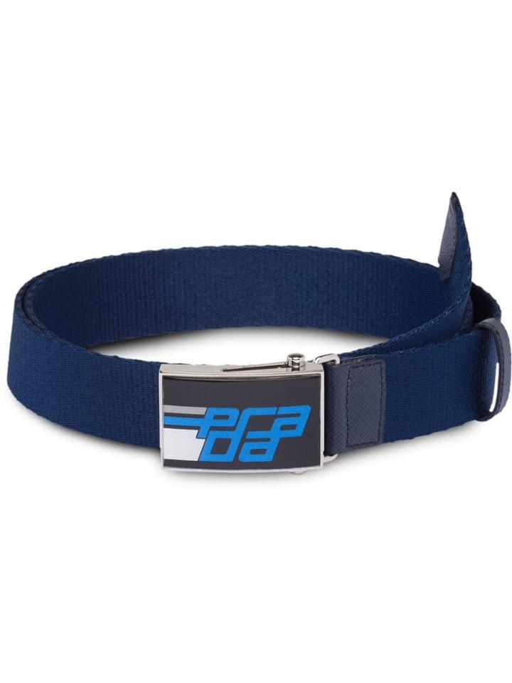 Prada Oma Buckle Woven Belt - Blue
