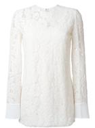Lanvin Floral Long Sleeved Top, Women's, Size: 38, Nude/neutrals, Viscose/cotton/polyamide/silk