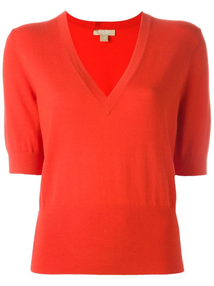 Michael Kors Short Sleeved V-neck Sweater
