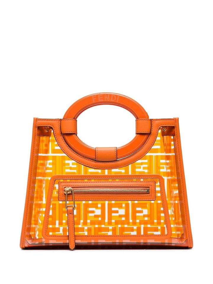 Fendi Runway Small Ff Logo Tote - Orange