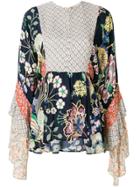 Perseverance London Flared Sleeve Floral Top - Multicolour