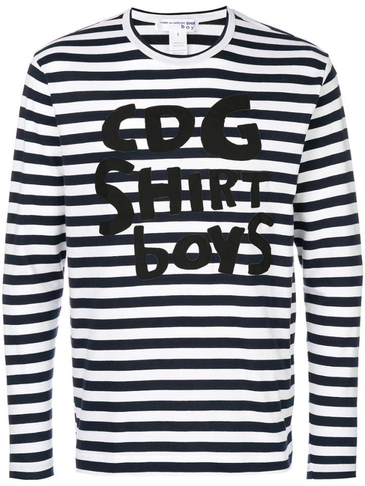 Comme Des Garçons Shirt Boys Striped Printed Sweatshirt - White