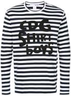 Comme Des Garçons Shirt Boys Striped Printed Sweatshirt - White