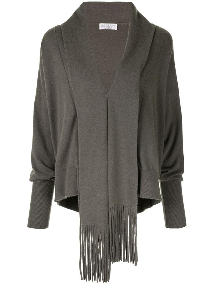 Brunello Cucinelli Fringe Detail Jumper - Grey