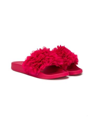 Colors Of California Kids Teen Floral Appliqués Slides - Pink