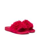 Colors Of California Kids Teen Floral Appliqués Slides - Pink