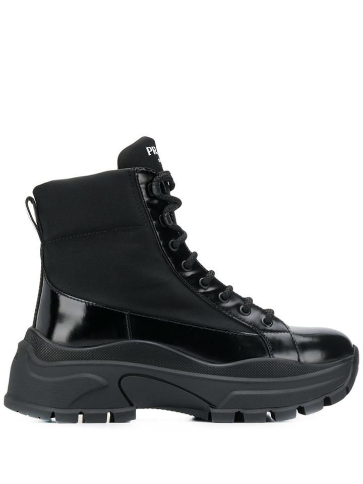 Prada Platform Combat Boots - Black